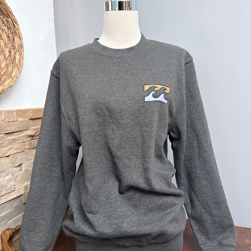 Billabong Charcoal Gray Crewneck Sweater with Small Wave Logo